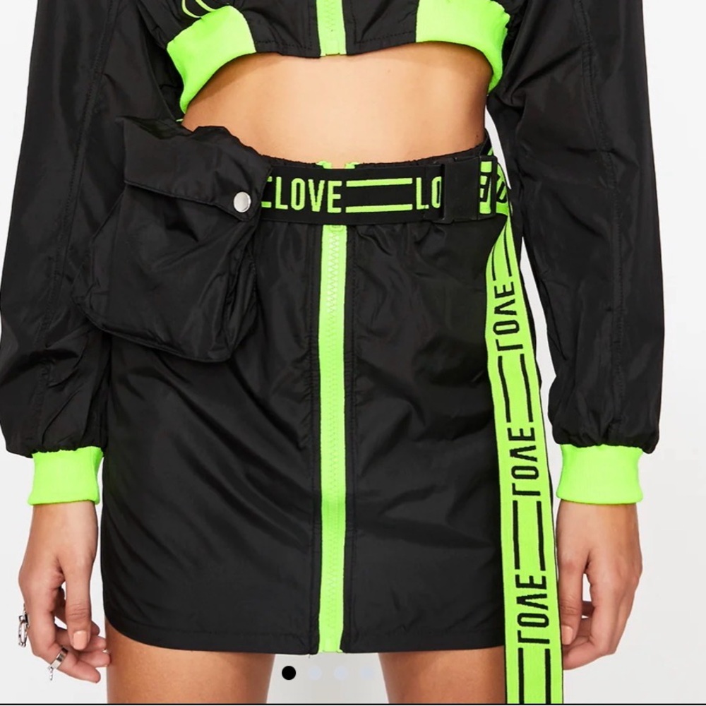 Black Skirt with Neon Green Accent
